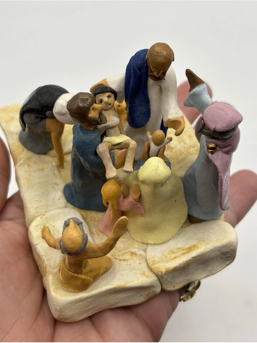 Jesus Sculpture Art Clay Look Heals Sick Figures Rare Hard To Find Pottery